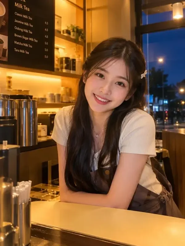 甜宠：奶茶店的小女朋友 短剧封面，甜宠题材，共 48 集